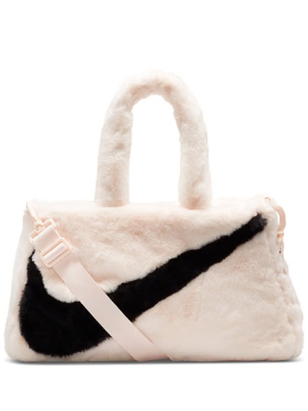 Nike Sportswear Swoosh Logo Faux Fur Tote Bag Off White 10L